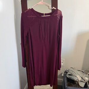 Express Burgundy Long Sleeve Dress